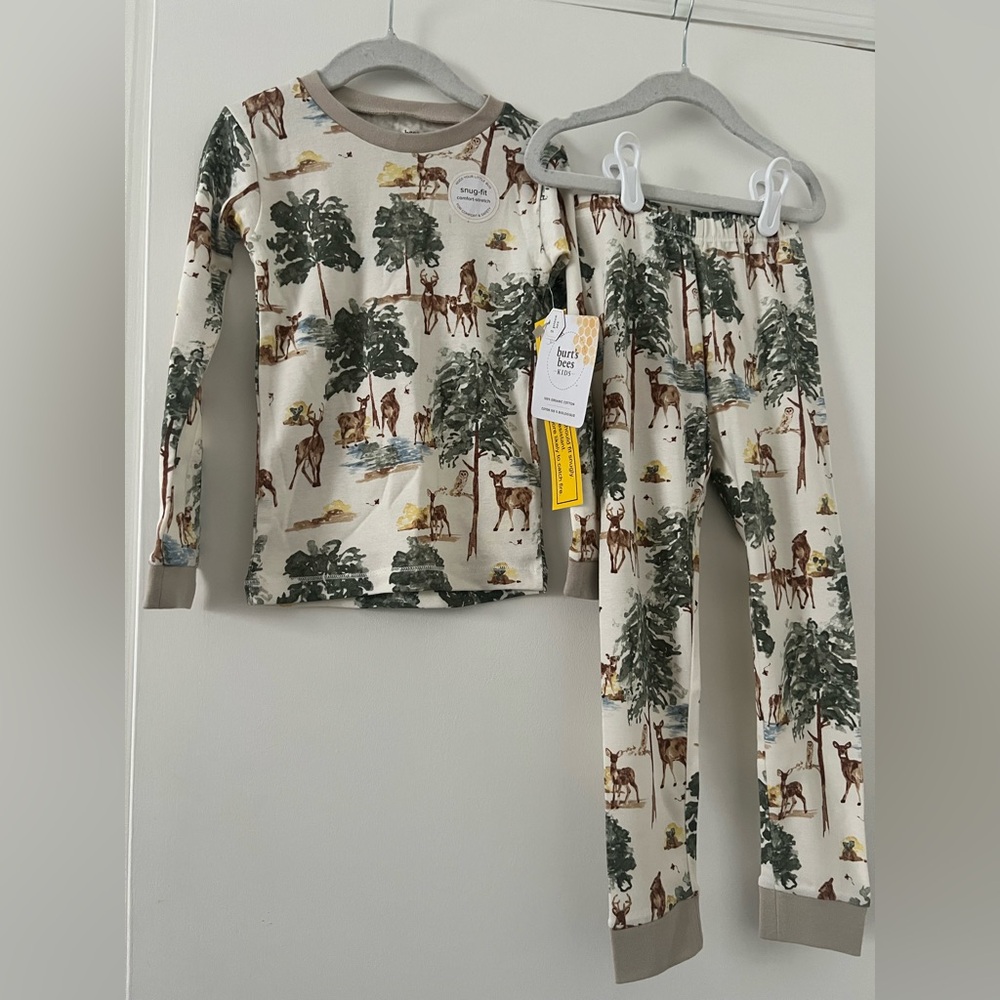 Burt's Bees 2-Piece Long Sleeve Tee and Pants Organic Cotton Pajama Set 5T NWT